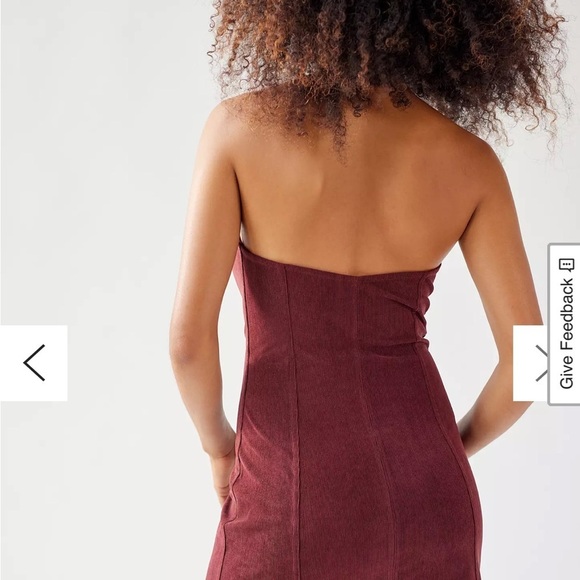 Urban outfitters Cali Corset corduroy strapless snap front mini dress medium - Picture 2 of 6
